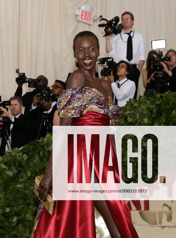 Alek Wek arrives on the red carpet at The Metropolitan Museum of Art s Costume Institute Benefit Heavenly Bodies: Fashion and the Catholic Imagination at Metropolitan Museum of Art in New York City on May 7, 2018. NYP20180507228 JOHNxANGELILLO