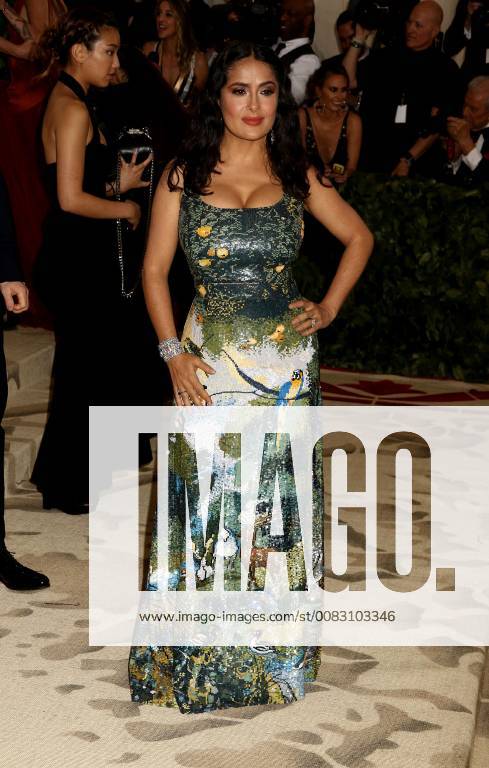 New York City, New York, U.S. - Actress SALMA HAYEK attends the Costume Institute Benefit celebrating the opening of Heavenly Bodies: Fashion and the Catholic Imagination exhibit held at at The Metropolitan Museum of Art. New York City U.S. - ZUMAk03_ 20180507_zaf_k03_562
