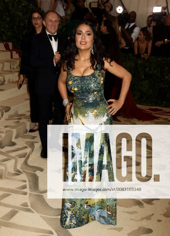 New York City, New York, U.S. - Actress SALMA HAYEK attends the Costume Institute Benefit celebrating the opening of Heavenly Bodies: Fashion and the Catholic Imagination exhibit held at at The Metropolitan Museum of Art. New York City U.S. - ZUMAk03_ 20180507_zaf_k03_558