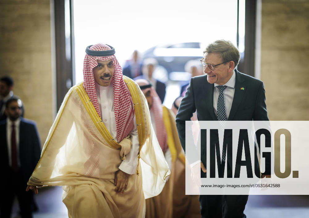 Johann Wadephul CDU , Federal Foreign Minister, meets the Foreign Minister of Saudi Arabia, Prince Faisal bin Farhan bin Abdullah bin Faisal bin Farhan Al Saud, at the Federal Foreign Office Photographed on behalf of the Federal Foreign Office Berlin Germany