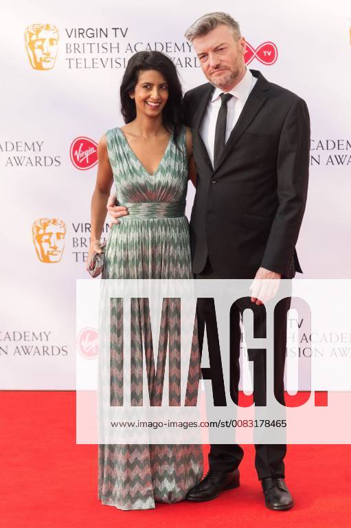 London, London, UK - London, UK. KONNIQ HUQ and CHARLIE BROOKER arrives for the Virgin TV British Academy (BAFTA) Television Awards. London UK - ZUMAl94_ 20180513_zaf_l94_114