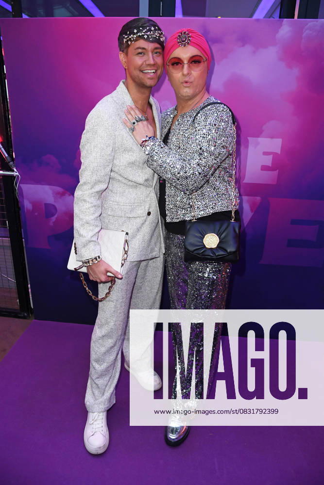 Julian F M Stöckel with friend Marcell Damaschke at the premiere event of THE POWER by Joyn at the Alice Rooftop Garden in Berlin on 28 08 2025