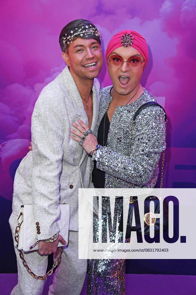 Julian F M Stöckel with friend Marcell Damaschke at the premiere event of THE POWER by Joyn at the Alice Rooftop Garden in Berlin on 28 08 2025