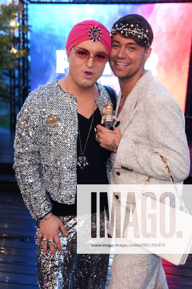 Julian F M Stöckel with friend Marcell Damaschke at the premiere event of THE POWER by Joyn at the Alice Rooftop Garden in Berlin on 28 08 2025