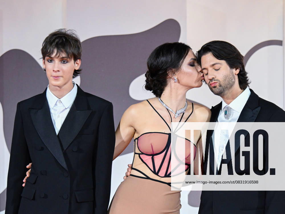 Venice, ITALY: Venice, 82nd Venice International Film Festival 2025 - Evening 4 - Red Carpet of the film The Valley of Smiles - Pictured: Giulio Feltri, Romana Maggiora Vergano, Paolo Strippoli Venice ITALY - ZUMAp169 20250830_zea_p169_1982