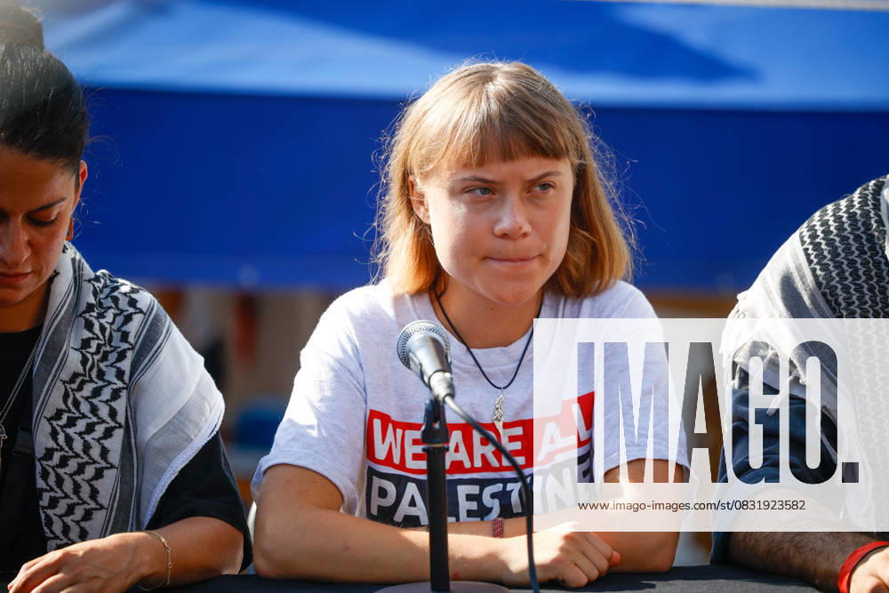 The Global Sumud Flotilla sets sail from Barcelona to Gaza with more than 20 ships and more than 300 people Ka activist Greta Thunberg during a press conference before the farewell to the Global Sunat Flotilla at the Port of Barcelona, August 31, 2025, in Barcelona, Catalunya Espana The Global Sumud Flotilla sets sail from the Mediterranean to confront Israels illegal blockade and get humanitarian aid to Gaza The flotilla exceeds 20 boats and 300 people with activists from 44 different countries, who are expected to be joined by other vessels when they arrive in Tunis on Thursday, September 4 31 AUGUST 2025 GLOBAL SUMUD FLOAT BARCELONA CATALUNYA Kike Rincó Barcelona Catalunya Barcelona Catalunya Catalunya Espana