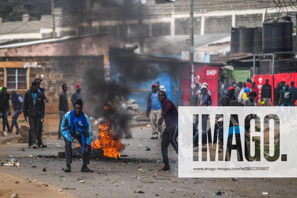 Demonstration against high cost of living in Kenyan capital Nairobi NAIROBI, KENYA - JULY 19: People take part in a demonstration held against the rising cost of living, in Nairobi, Kenya on July 19, 2023. Police used tear gas against the demonstrators. Nayrobi Kenya. Editorial use only. Please get in touch for any other usage.