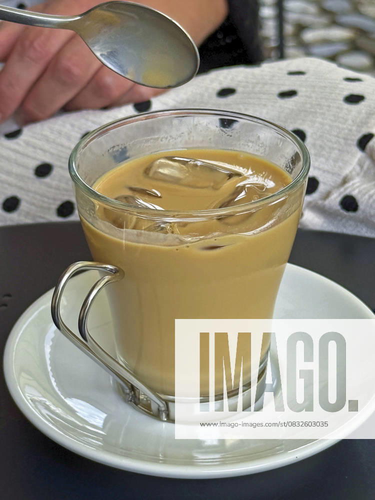 Radovljica, Slovenia, Radmannsdorf is a small town in the Gorenjska region near the town of Bled A café serves iced espresso Iced Coffee 03 09 2025, Bled 03 09 2025, Bled