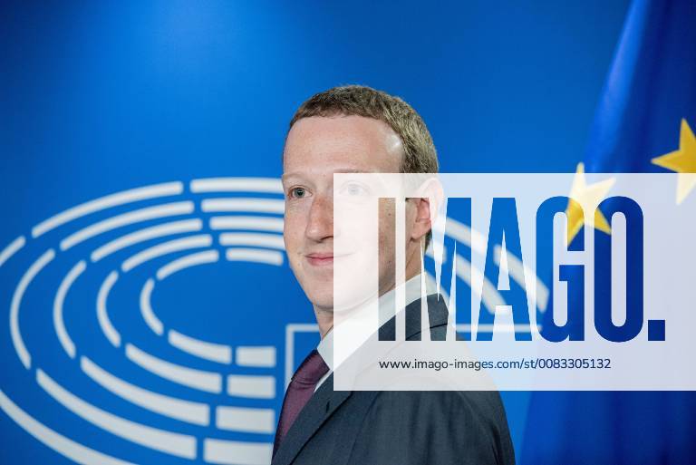 Brussels, Belgium - Facebook CEO MARK ZUCKERBERG at the European Parliament ahead of the audition of Facebook CEO on the data privacy scandal. Brussels Belgium - ZUMAp311 20180522_zap_p311_011