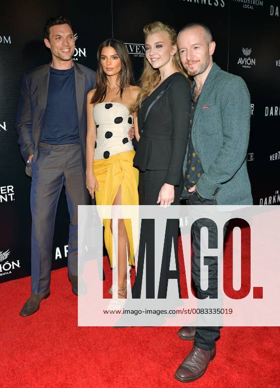 (L-R) Ed Skrein, Emily Ratajkowski, actress co-writer Natalie Dormer and director co-writer Anthony Byrne attend the premiere of In Darkness at the ArcLight Hollywood in Los Angeles, California on May 23, 2018. LAP20180523829 CHRISxCHEW