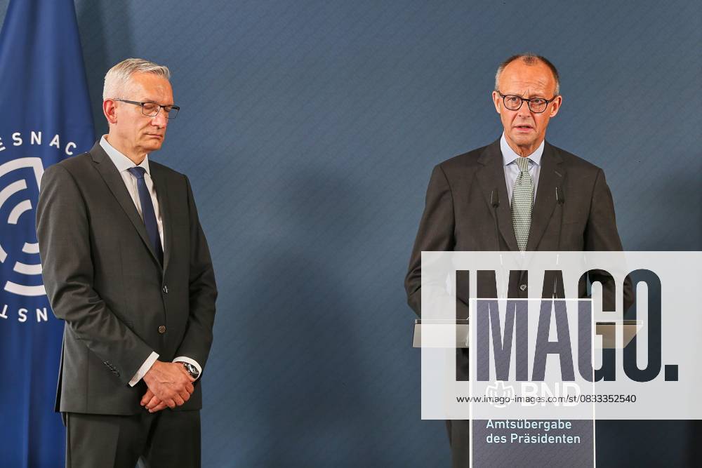 BND Central Handover of Office Martin Jäger and Federal Chancellor Friedrich Merz CDU