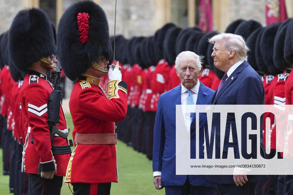 President Trump arrives in Windsor for his second State Visit to the UK President Trump and King Charles review the Guard of Honour as he and the First Lady arrive at Windsor Castle on his second state visit to the UK, in Windsor, Berkshire, UK, on the 17th September 2025. Picture by Kirsty Wigglesworth WPA-Pool Windsor Windsor Castle Berkshire United Kingdom WHA-0803