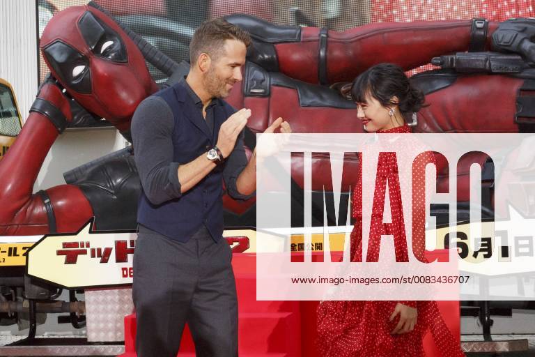 (L to R) Canadian actor Ryan Reynolds and Japanese actress Shiori Kutsuna, attend the Japan Premiere for their film Deadpool 2 on May 29, 2018, Tokyo, Japan. The second installment of the Marvel hit movie will be released in Japan on June 1st. (gxta_DPool2jp001)