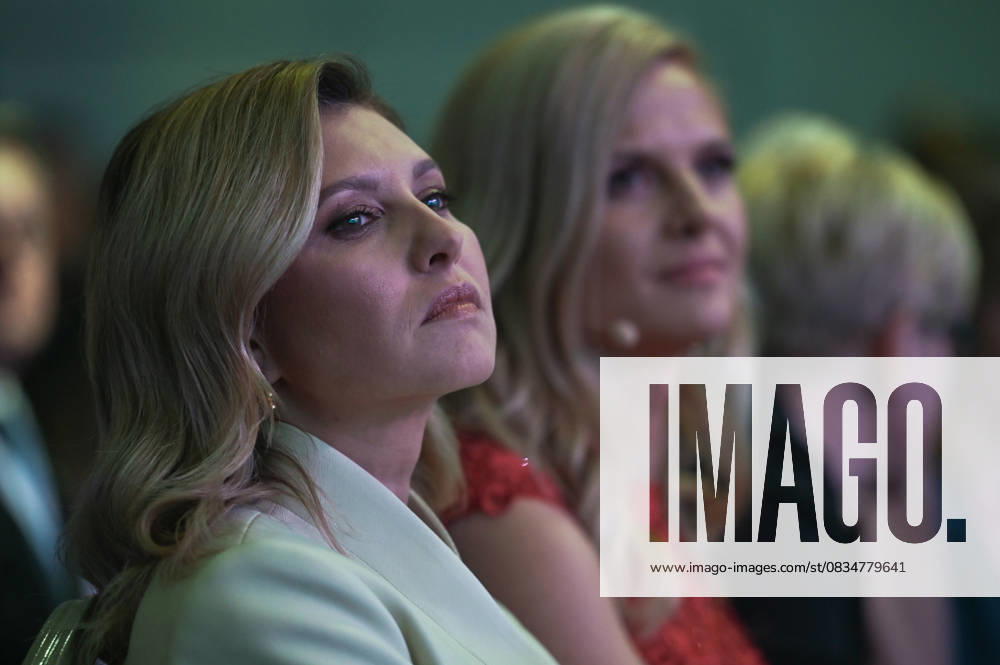 Warsaw Security Forum WARSAW, POLAND - OCTOBER 04: First Lady of Ukraine as the wife of current President Volodymyr Zelenskyy, Olena Zelenska is seen at the Award Ceremony as she receives the Knight of Freedom Award on behalf of the people of Ukraine at the Warsaw Security Forum in Warsaw, Poland on October 04, 2022. Poland World. Editorial use only. Please get in touch for any other usage.