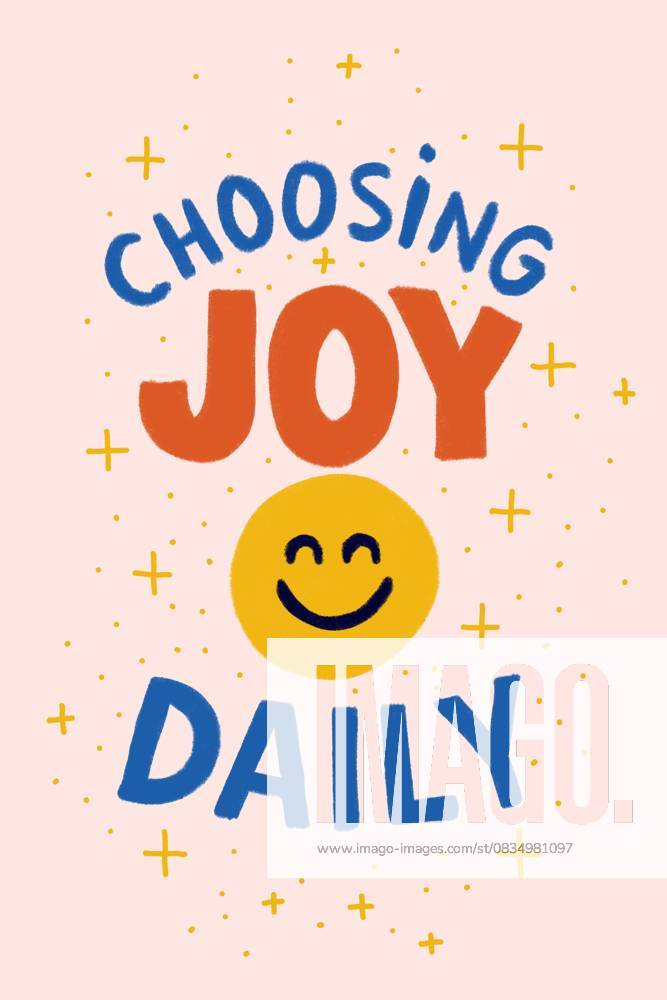 Motivational typography illustration with joy and smiley face theme property released, JMHMF00949