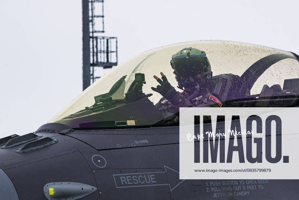 Russia Ukraine Conflict: Operation European Support March 1, 2022 - Fetesti, Romania - A U.S. Air Force F-16 Fighting Falcon pilot from the 480th Expeditionary Fighter Squadron at Spangdahlem Air Base, Germany, prepares to take off at the 86th Air Base, Romania, March 1, 2022. The ability to deploy air forces at short notice to host airbases or austere locations across NATOs European area of responsibility is essential for timely and coordinated response for any contingency.