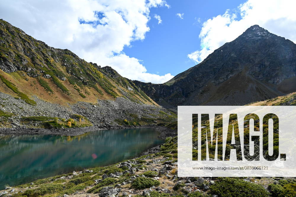 RUSSIA, KARACHAY-CHERKESSIA - OCTOBER 1, 2025: Skazka Kavkaza Caucasus Fairy Tale , one of the Dukka Lakes, lies in Arkhyz, Zelenchuksky District. Ivan Gubsky TASS 84512452