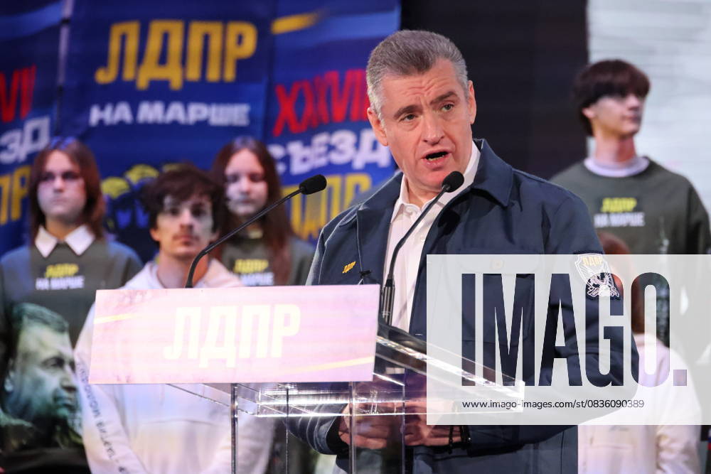 RUSSIA, MOSCOW - OCTOBER 2, 2025: Chairman Leonid Slutsky addresses the 37th Congress of the Russian Liberal Democratic Party (LDPR) at the Skolkovo Innovation Centre Moscow Russia - ZUMAt113 20251002_zaa_t113_114