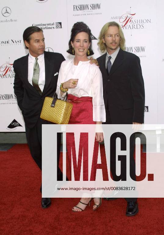 Jun 14, 2001 - New York, New York, U.S. - Designers ANDY SPADE and KATE SPADE with actor DAVID SPADE at the arrivals for the 20th Annual American Fashion Awards held at the Lincoln Center. New York U.S. - ZUMAk03_ 20010614_afa_k03_004