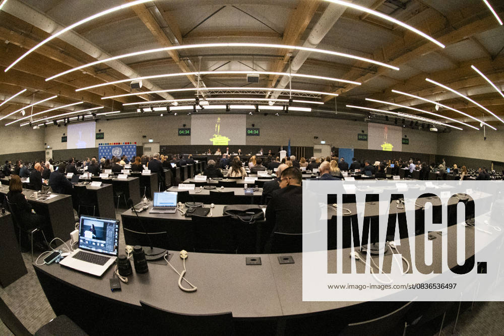 Geneva Switzerland, 10 08 2025: Ambient view of the TEMPUS room at Geneva UN during at the UNECE Ministerial meeting on housing affordability and sustainability (United Nations Economic Commission for Europe) and which is also the 86th session of the Committee on Housing, which concerns Urban Development and Land Management which took place at United Nations of Geneva in Geneva. Geneva Switzerland - ZUMAd206 20251008_zip_d206_005