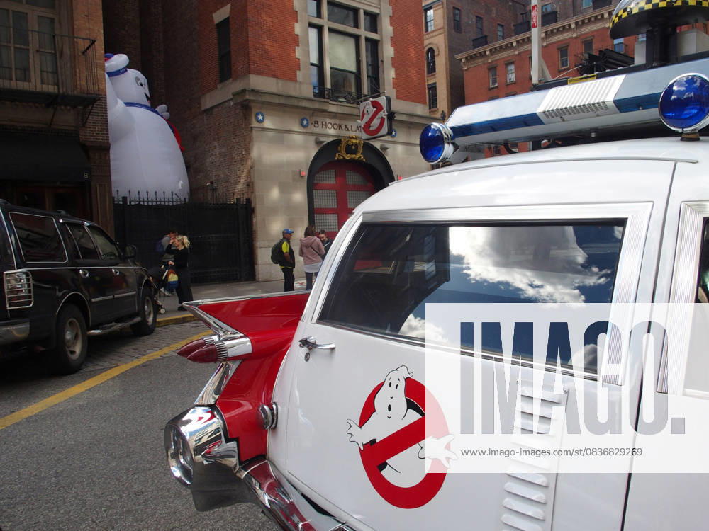 New York,New York October 10,2025.Hook and Ladder 8 in NYC is known as the Ghostbuster Firehouse since the film used it as there headquarters. The Firehouse put up a inflatable of the StayPuff monster in the movie. Manhattan USA - ZUMAct2_ 20251010_faf_ct2_031