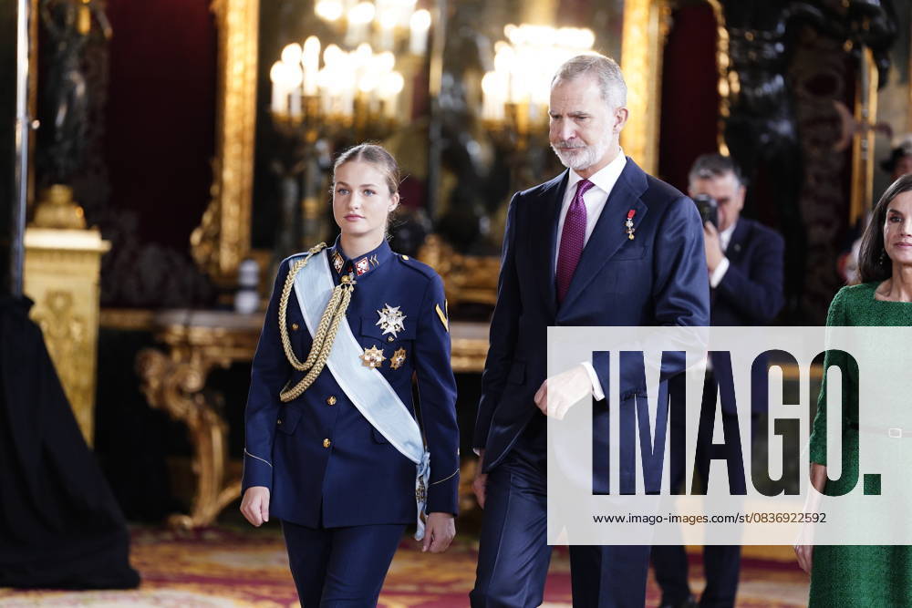 The King and Queen, the Princess of Asturias and the Infanta Sofia preside over a reception at the Royal Palace for the National Holiday King Felipe and Princess Leonor during the reception on the occasion of the National Holiday, at the Royal Palace, on October 12, 2025, in Madrid Spain The event is presided over by the King and Queen of Spain, the Princess of Asturias and the Infanta Sofia after the solemn act of homage to the National Flag and the military parade held at the Plaza de Canovas del Castillo, the Princess of Asturias and the Infanta Sofia after the solemn act of homage to the National Flag and the military parade held in the Plaza de Cánovas del Castillo The commemoration of the National Holiday aims to solemnly recall mome