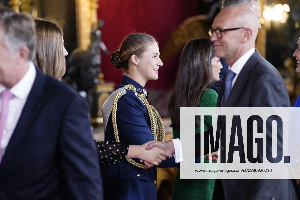 The King and Queen, the Princess of Asturias and the Infanta Sofia preside over a reception at the Royal Palace for the National Holiday Princess Leonor during the reception on the occasion of the National Holiday, at the Royal Palace, on October 12, 2025, in Madrid Spain The event is presided over by the King and Queen, the Princess of Asturias and the Infanta Sofia after the solemn act of homage to the National Flag and the military parade held in the Plaza de Cánovas del Castillo The commemoration of the National Holiday aims to solemnly recall moments of collective history that are part of the common historical, cultural and social heritage, assumed as such by the vast majority of citizens 12 OCTOBER 2025 RECEPTION ROYAL PALACE DAY OF