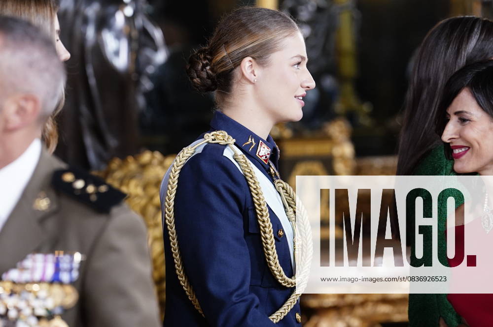 The King and Queen, the Princess of Asturias and the Infanta Sofia preside over a reception at the Royal Palace for the National Holiday Princess Leonor during the reception on the occasion of the National Holiday, at the Royal Palace, on October 12, 2025, in Madrid Spain The event is presided over by the King and Queen, the Princess of Asturias and the Infanta Sofia after the solemn act of homage to the National Flag and the military parade held in the Plaza de Cánovas del Castillo The commemoration of the National Holiday aims to solemnly recall moments of collective history that are part of the common historical, cultural and social heritage, assumed as such by the vast majority of citizens 12 OCTOBER 2025 RECEPTION ROYAL PALACE DAY OF