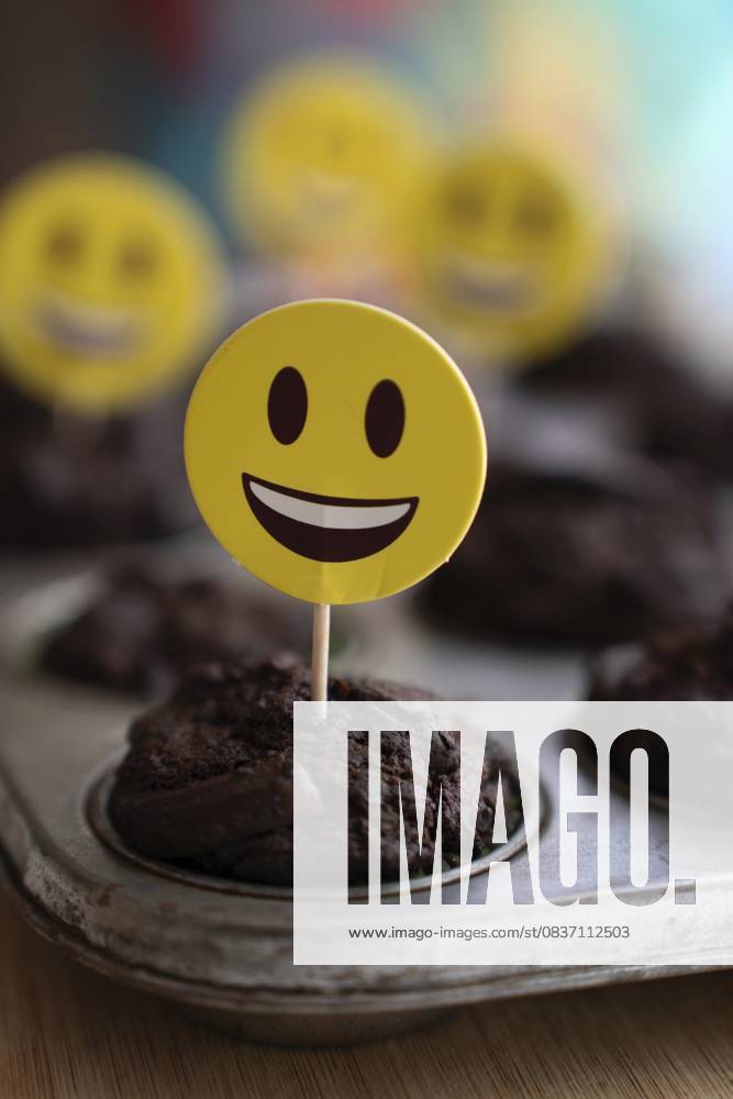 Schokoladenmuffin mit Smileyform Chocolate muffin with smiley face shape