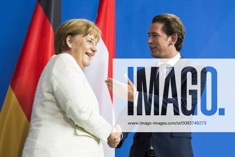 German Chancellor Angela Merkel and Austrian Chancellor Sebastian Kurz hold a press conference after the joint talks at the Chancellery in Berlin on 12 June 2018 Angela Merkel meets Sebastian Kurz