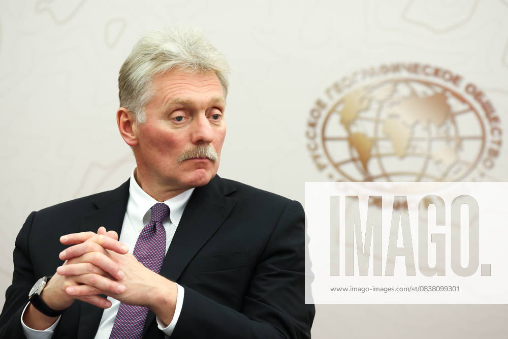 RUSSIA, MOSCOW - OCTOBER 23, 2025: Dmitry Peskov, Press Secretary of the President of Russia, attends a meeting of the Board of Trustees, Russian Geographical Society, at the State Kremlin Palace. Vyacheslav Prokofyev Russian Presidential Press and Information Office TASS 85083881
