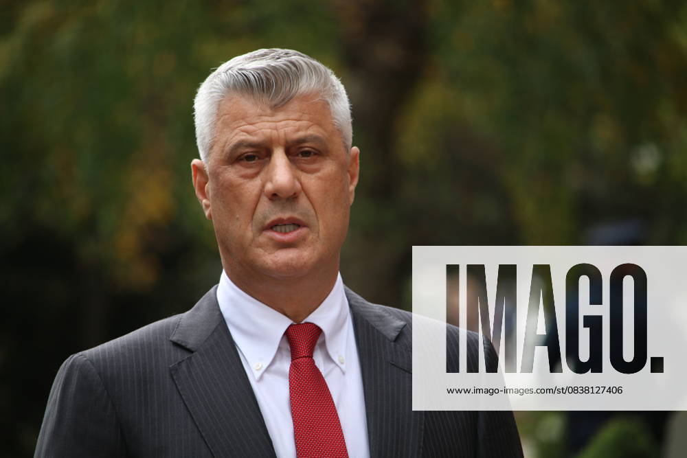 Kosovo President Hashim Thaci resigns after war crimes indictment accepted PRISTINA, KOSOVO - NOVEMBER 5: Kosovo President Hashim Thaci resigns speaks during a press conference in Pristina, Kosovo on November 5, 2020. Kosovo President Hashim Thaci announces that he resigns after Prosecutor’s Office accepts war crimes indictment. Kosova World. Editorial use only. Please get in touch for any other usage.