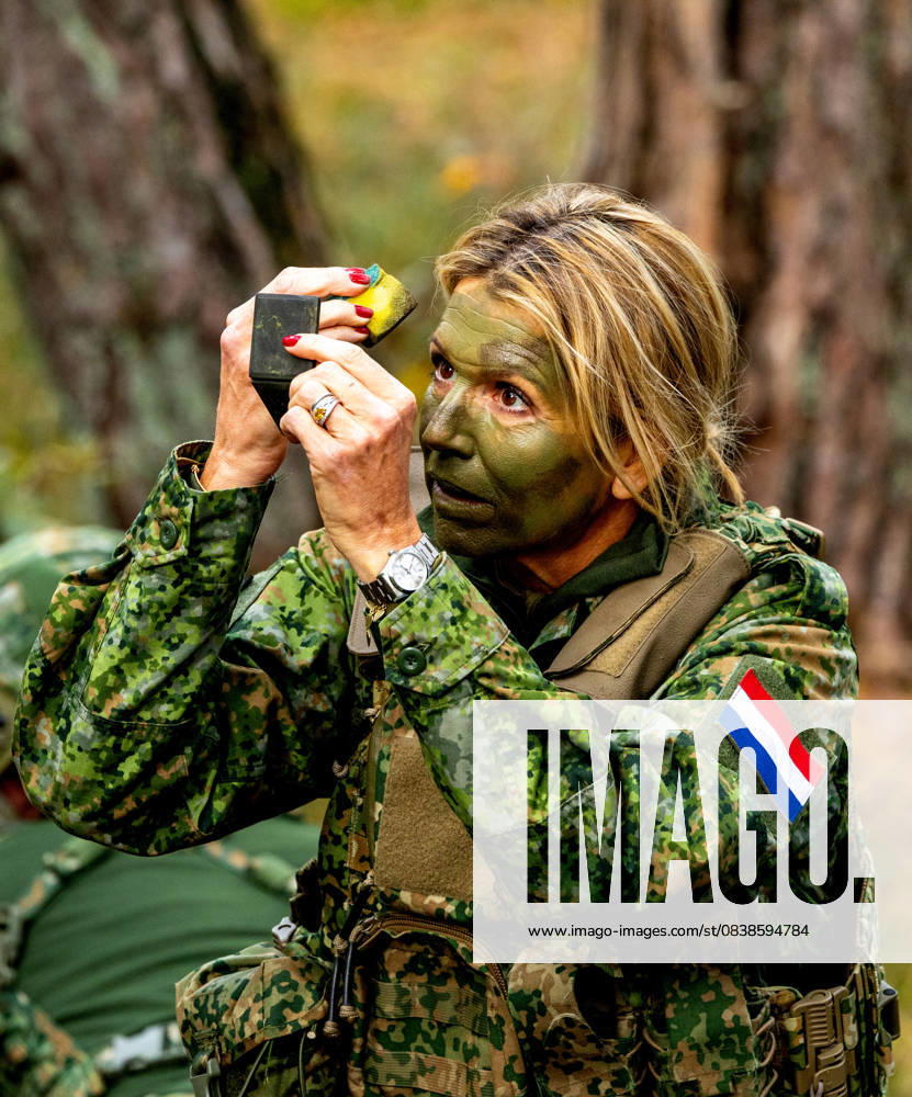 Queen Maxima during a visit Care under Fire training. Harderwijk, the Netherlands. 28 Oct 2025 Queen Maxima during a visit to the Care under Fire (CUF) at the Royal Netherlands Marechaussee Security Officer course and the Handeling voor Actie lesson of the Royal Netherlands Marechaussee Service Year at a military training ground at the Royal Netherlands Marechaussees training center in Harderwijk. Harderwijk The Netherlands
