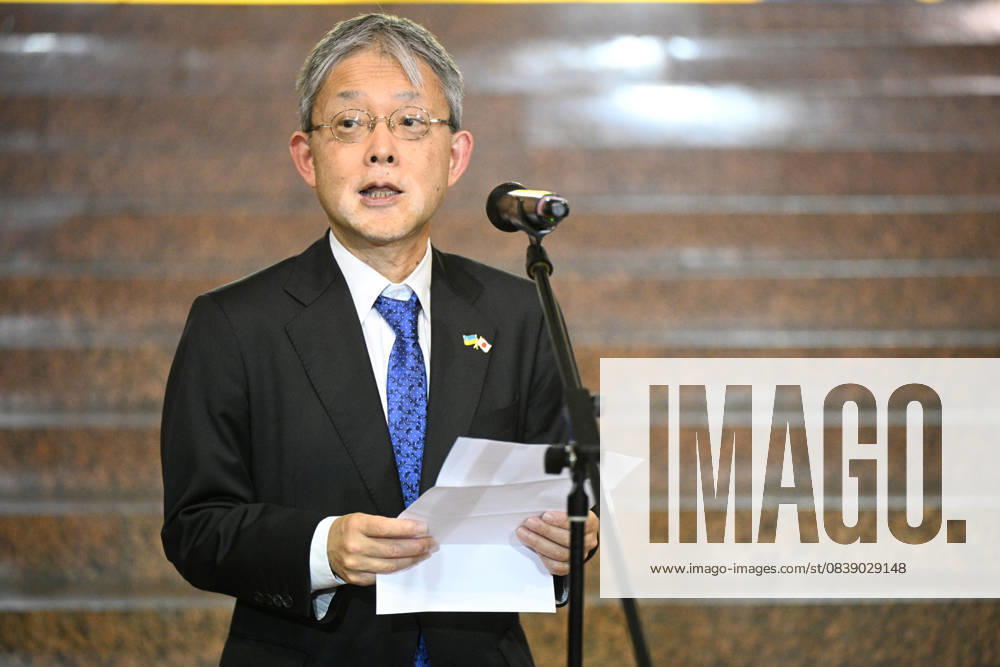 Ambassador Extraordinary and Plenipotentiary of Japan to Ukraine Masashi Nakagome delivers a speech at the opening of the exhibition Pavilion Not For Sale at EXPO 2025 in Japan. Now in Ukraine at the Ukrainian House, Kyiv, Ukraine, on October 31, 2025. The pavilion, which was presented at the World Expo 2025 in Japan and visited by more than 3.2 million people, includes 18 objects representing human values and personal stories from Ukraine (Photo by Danylo Antoniuk Ukrinform) Ukrainian pavilion Not For Sale for EXPO 2025 presented at Ukrainian House