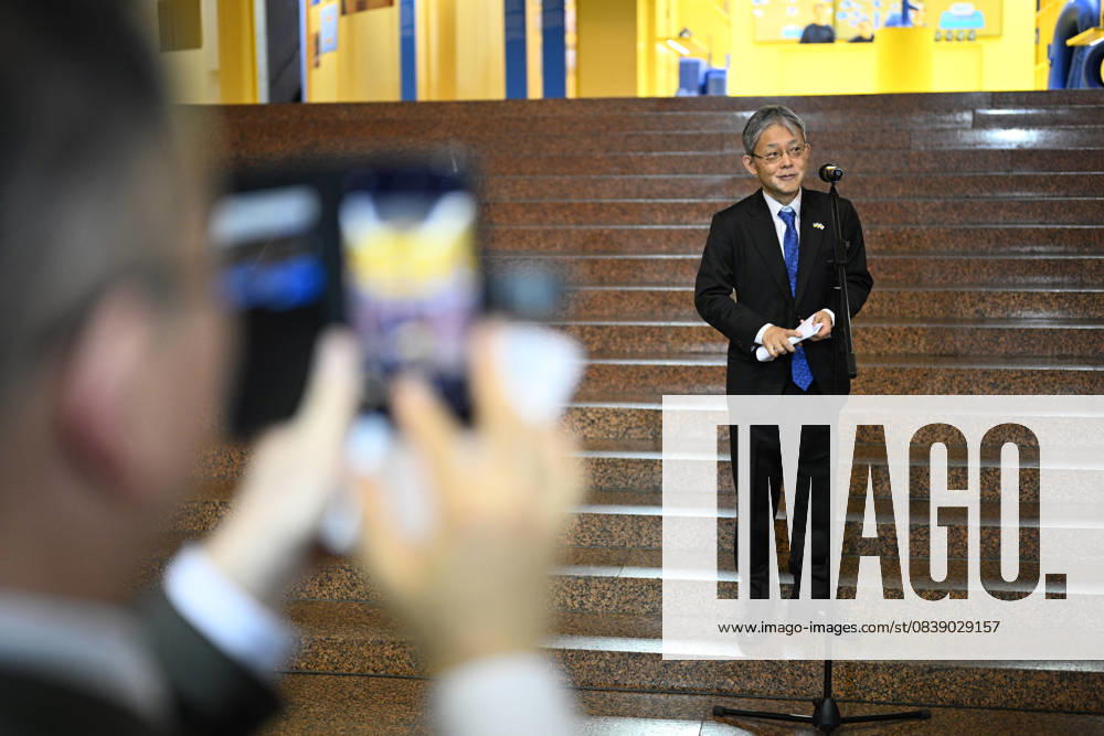 Ambassador Extraordinary and Plenipotentiary of Japan to Ukraine Masashi Nakagome delivers a speech at the opening of the exhibition Pavilion Not For Sale at EXPO 2025 in Japan. Now in Ukraine at the Ukrainian House, Kyiv, Ukraine, on October 31, 2025. The pavilion, which was presented at the World Expo 2025 in Japan and visited by more than 3.2 million people, includes 18 objects representing human values and personal stories from Ukraine (Photo by Danylo Antoniuk Ukrinform) Ukrainian pavilion Not For Sale for EXPO 2025 presented at Ukrainian House