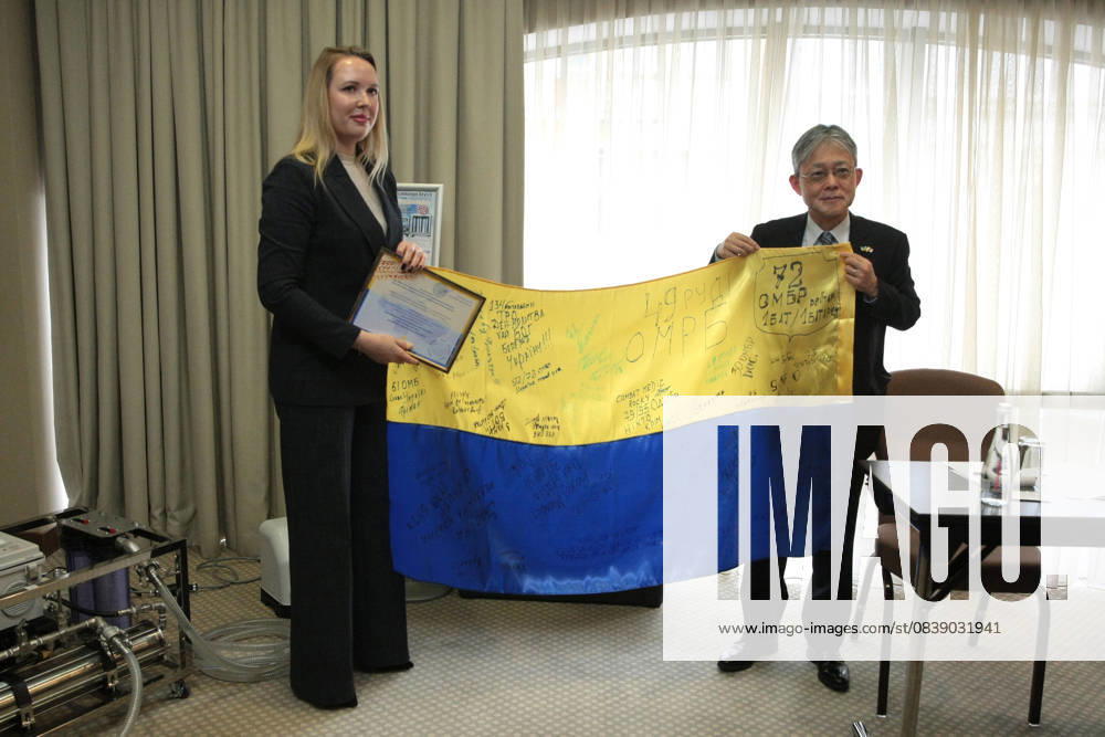 Ambassador Extraordinary and Plenipotentiary of Japan to Ukraine Masashi Nakagome and General Director of the Kyiv Regional Mental Health Center (KRMHC) Nataliia Kravchuk attend the handover ceremony of water purification equipment to the center she heads from Japanese company Waqua Inc., Kyiv, Ukraine, on October 29, 2025 (Photo by Hennadii Minchenko Ukrinform) Japan donates water purification equipment to medical center in Kyiv region