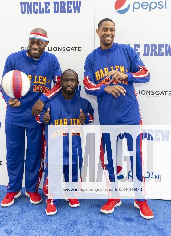 USA: Uncle Drew New York Premiere Tay Firefly Fisher,Jahmani Hot Shot Swanson and Brawley Cheese Chisholm of The Harlem Globetrotters attend the Uncle Drew New York Premiere at Alice Tully Hall Lincoln Center New York New York United States Alice Tully Hall Lincoln Center LevxRadin