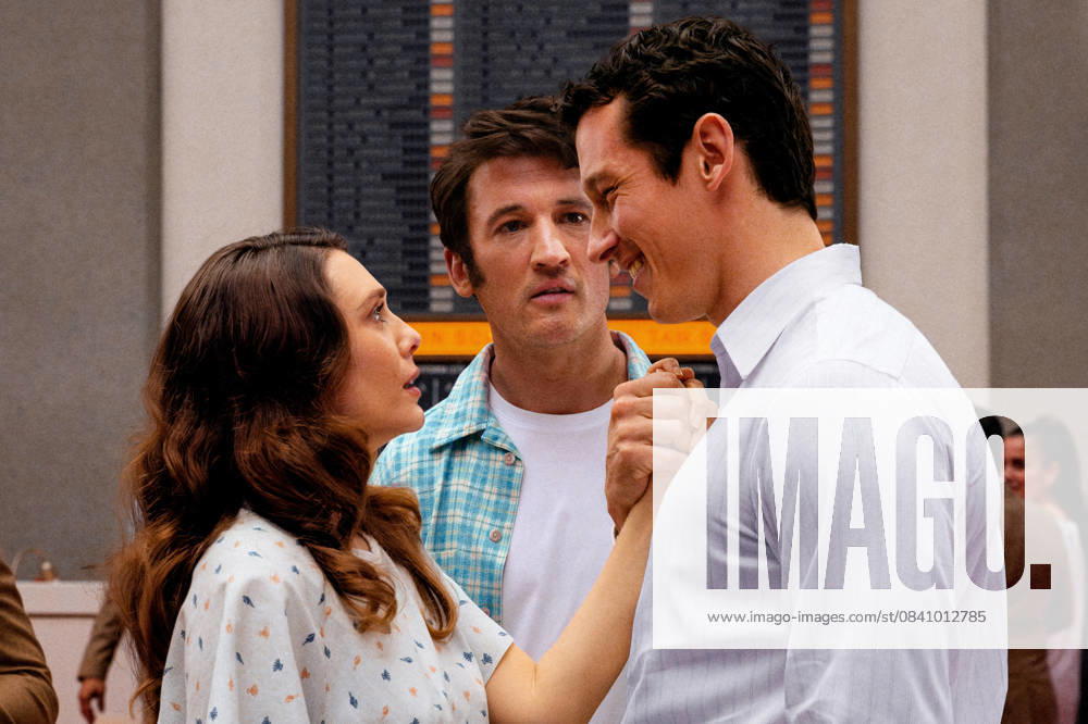 Elizabeth Olsen , Callum Turner and Miles Teller USA. Elizabeth Olsen , Callum Turner and Miles Teller in (C)A24 new movie: Eternity (2025). Plot: In an afterlife where souls have one week to decide where to spend eternity, Joan is faced with the impossible choice between the man she spent her life with and her first love, who died young and has waited decades for her to arrive. LMK106-J11425-201125 Supplied by LMKMEDIA. Editorial Only. Landmark Media is not the copyright owner of these Film or TV stills but provides a service only for recognised Media outlets.