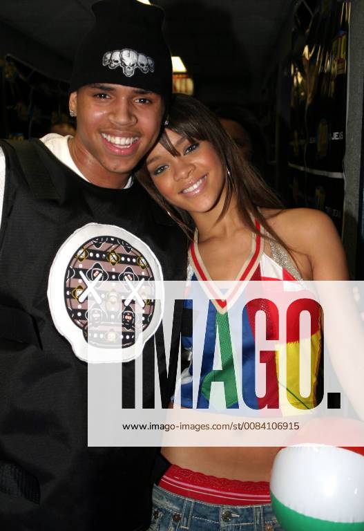 Chris Brown & Rihanna backstage at the 2005 Z-100 Jingle Ball held at Madison Square Garden in New York City. December 17th, 2005. © Walik Goshorn MediaPunch