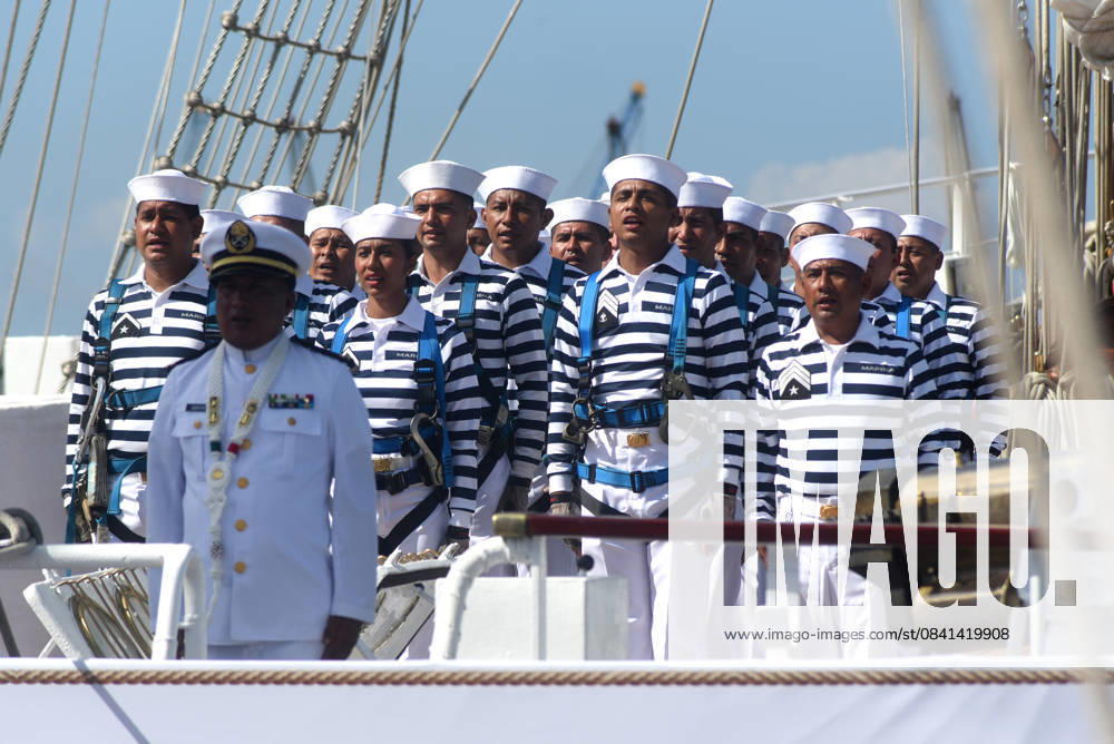 Mexican Navy’s training ship Cuauhtemoc returns to Veracruz after repairs in New York VERACRUZ, MEXICO - NOVEMBER 23: Navy personnel attend the ceremony marking the return of the Mexican Navy’s training ship Cuauhtemoc to the Port of Veracruz after repairs in New York following a recent accident, in Veracruz, Mexico on November 23, 2025. Rolando Ramos Anadolu Veracruz Mexico. Editorial use only. Please get in touch for any other usage.