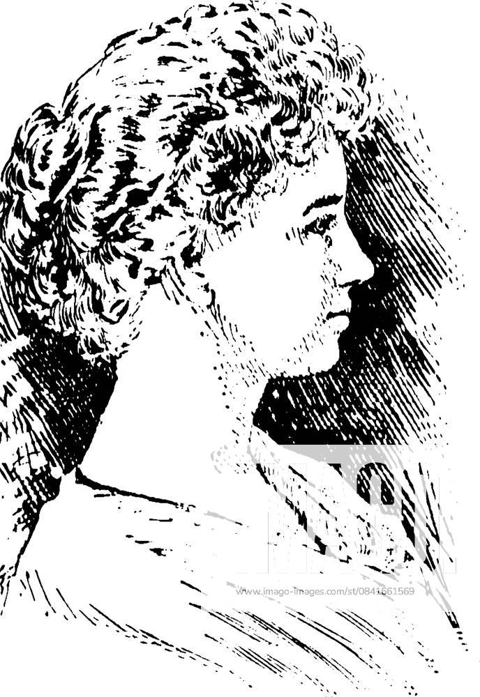 Helen Keller Portrait Detailed vintage line drawing of Helen Keller, a pioneering American author and activist who overcame blindness and deafness. This engraving depicts her dignified appearance, reflecting her remarkable life and accomplishments. A timeless representation of
