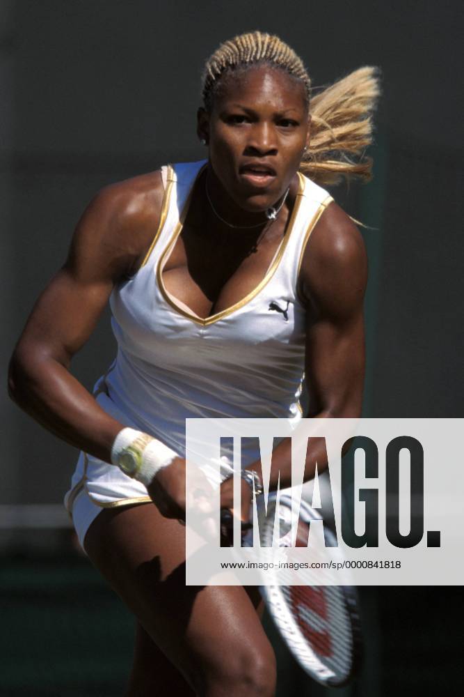 Serena Williams (USA) Tennis Damen All England Championships 2002, Grand Slam, WTA-Tour, Einzelbild Wimbledon London Dynamik, Sinnlichkeit