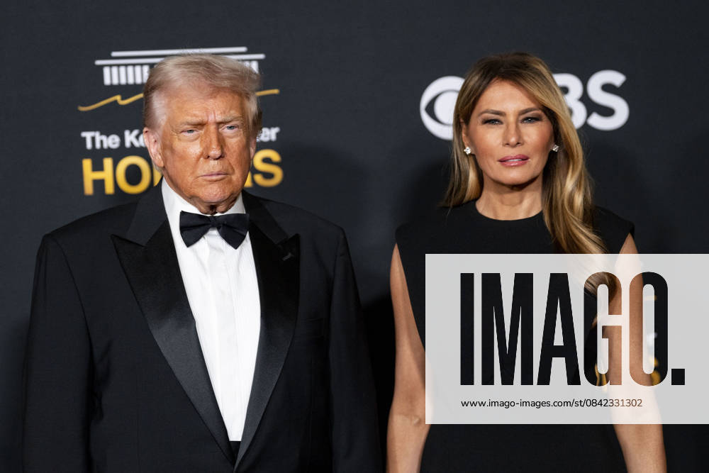 President Donald Trump and First Lady Melania Trump arrive on the red carpet for the 48th annual Kennedy Center Honors at the Kennedy Center in Washington DC on Sunday, December 7, 2025. President Donald Trump will host this year s event, which honors songwriter George Strait, actors Michael Crawford and Sylvester Stallone, singer Gloria Gaynor, and the rock band Kiss. WAP20251207503 BONNIExCASH