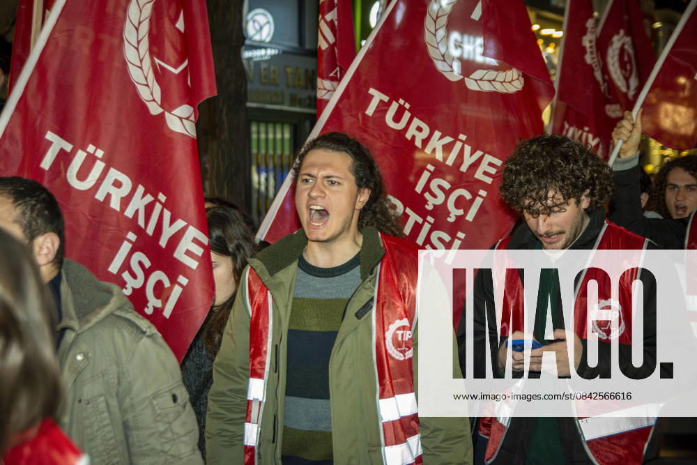 Unions, students, and left-socialist groups gathered in IstanbulÃ¢â‚¬â ¢s Kadikoy district to protest the governmentÃ¢â‚¬â ¢s MESEM (Vocational Education Centers) policy, criticizing it for promoting child labor and precarious working conditions. Demonstrators held banners and chanted slogans demanding the abolition of MESEM practices and stronger protections for young workers. Istanbul Turkey - ZUMAt171 20251210_zip_t171_001
