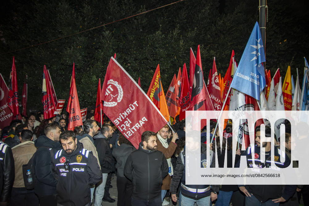 Unions, students, and left-socialist groups gathered in IstanbulÃ¢â‚¬â ¢s Kadikoy district to protest the governmentÃ¢â‚¬â ¢s MESEM (Vocational Education Centers) policy, criticizing it for promoting child labor and precarious working conditions. Demonstrators held banners and chanted slogans demanding the abolition of MESEM practices and stronger protections for young workers. Istanbul Turkey - ZUMAt171 20251210_zip_t171_003