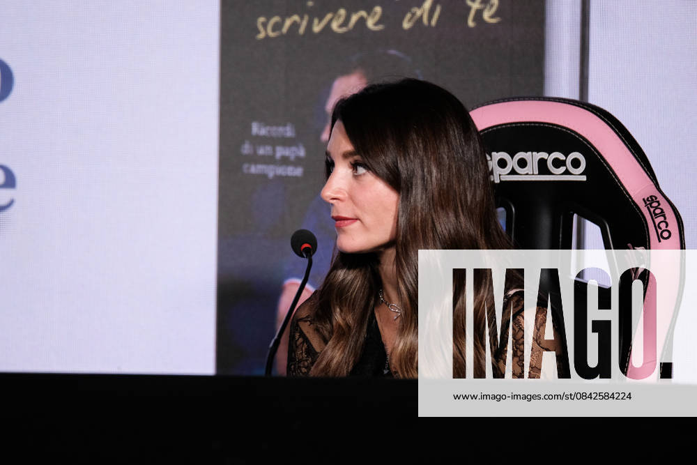 Author Jessica Schillaci during the presentation of her book â??Solo io posso scrivere di te â?? ricordi di un papa campioneâ? held in the press conference room of Renzo Barbera Stadium in Palermo, Italy, on 10 December 2025; in the photo: Jessica Schillaci