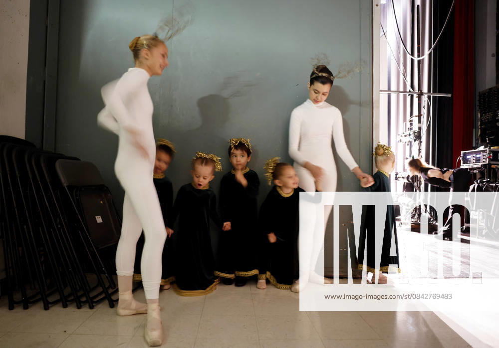 Dancer hit backstage before taking the stage at the Joffrey Ballet School performance of The Nutcracker at the LaGuardia Performing Arts Center on Sunday, December 14, 2025 in New York City. NYP20251214105 JohnxAngelillo