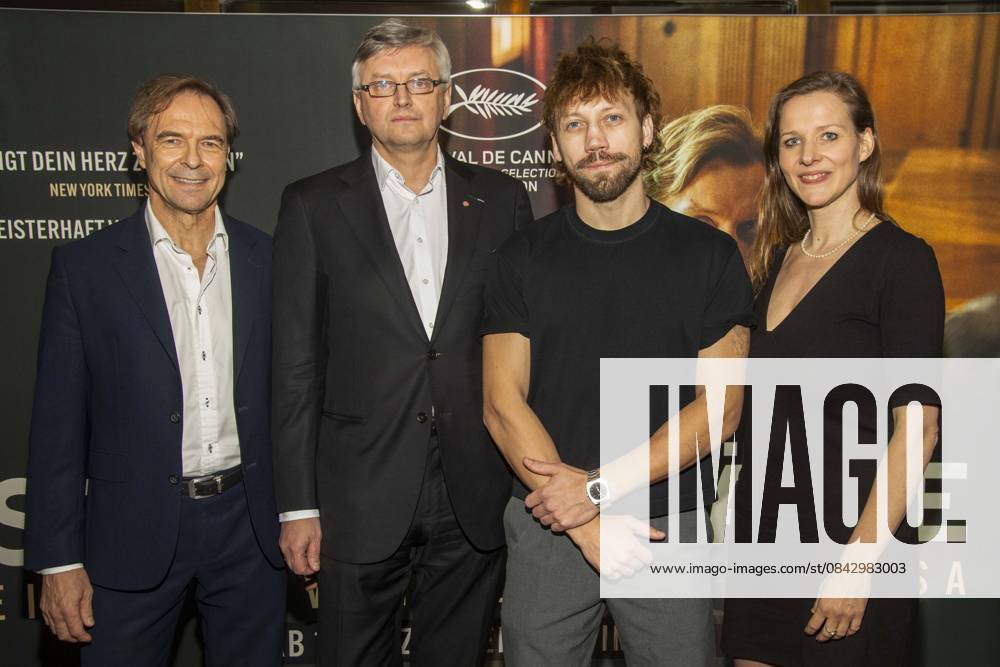 Abb Gunnar Dedio, Sergei Loznitsa, Alexander Alexandrovich Kuznetsov and Dr. Regina Bouchehri as guests on the red carpet at the Berlin premiere of the movie Two Prosecutors Prosecutors at Cinema Paris Berlin on December 17, 2025 in Berlin Berlin Germany
