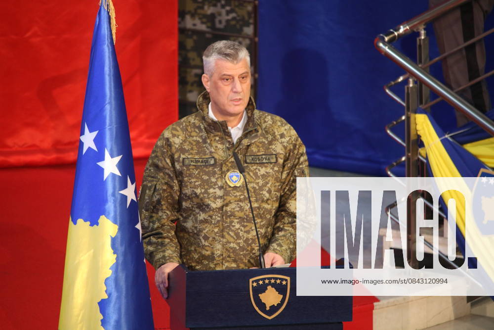 Kosovo approves measure to establish national army PRISTINA, KOSOVO - DECEMBER 14: President of Kosovo Hashim Thaci delivers s speech during the state ceremony after the Kosovo s parliament on Friday overwhelmingly passed a law making a 5,000-strong standing Kosovar army a reality, in Pristina, Kosovo on December 14, 2018. Kosova World. Editorial use only. Please get in touch for any other usage.