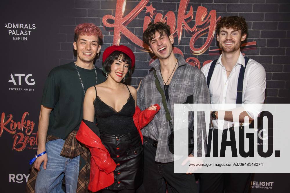 Abb Marik Röder, Melissa Lee, Kostas Dennis Weiß and Nico Abrell on the red carpet as guests at the premiere of Kinky Boots The Musical at Admiralspalast on 18 12 2025 in Berlin Berlin Germany